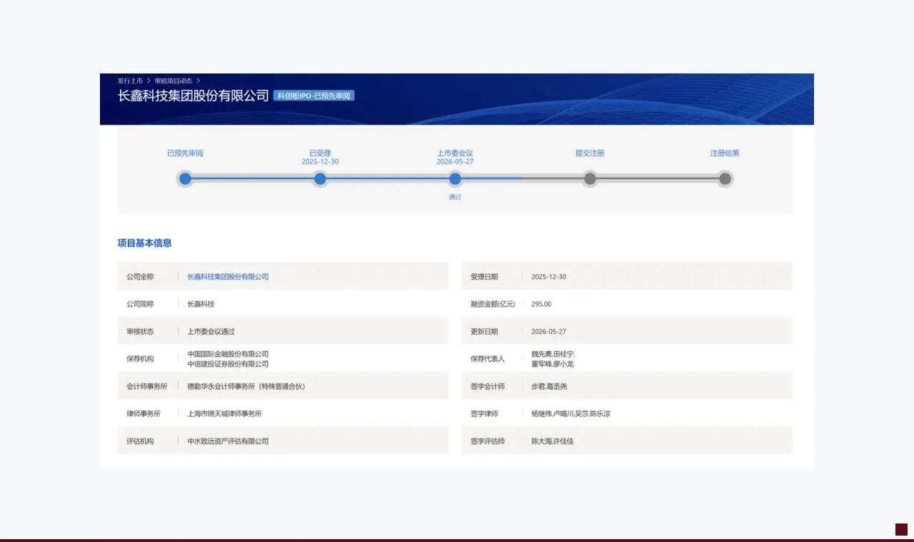 长鑫科技无悬念过会 还应关注哪些变量?